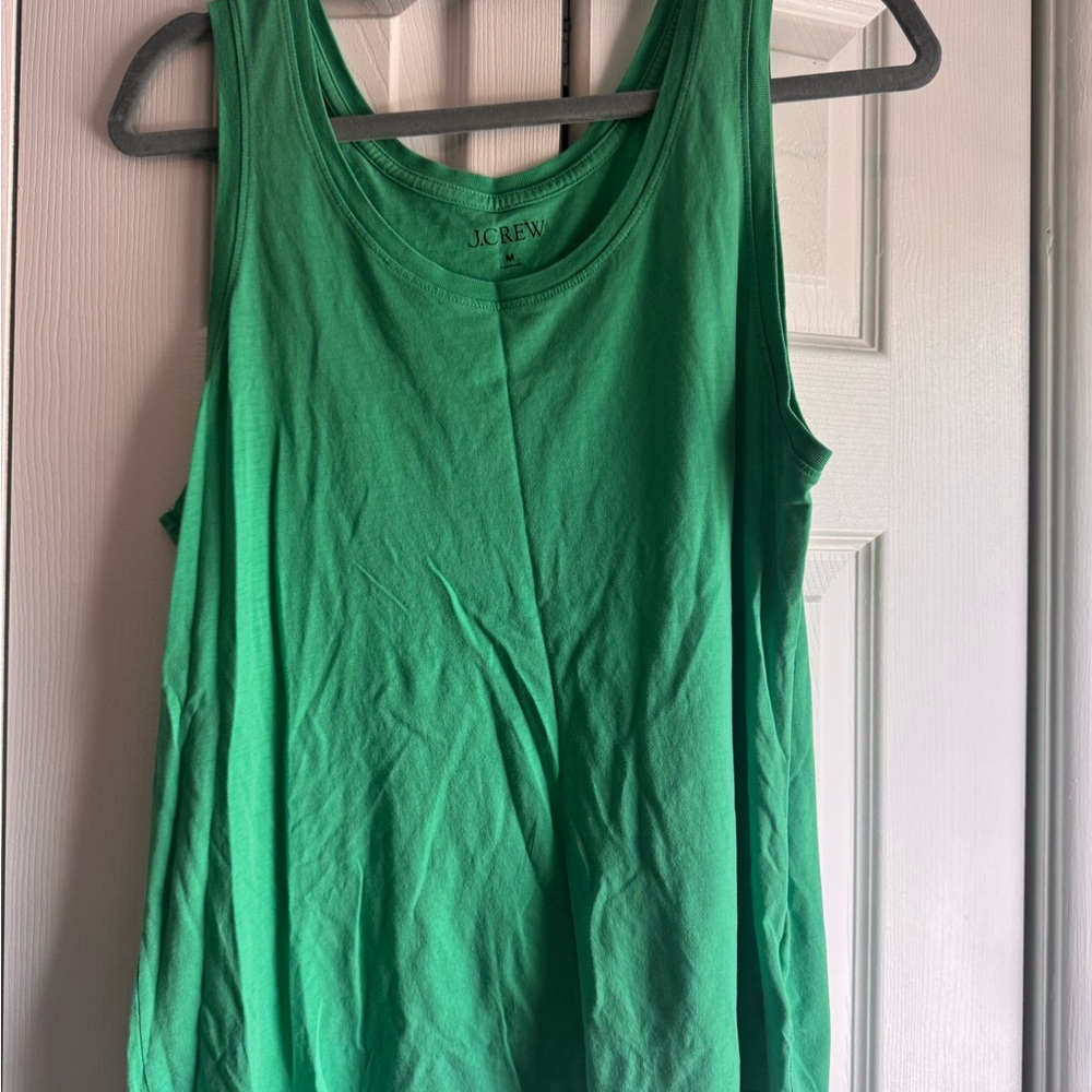 J. Crew Green Relaxed Tank Top with Scoop Neckline size M